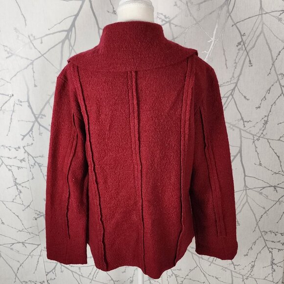 Laura Red 100% Boiled Deconstructed Button Front Cardigan - Picture 4 of 6